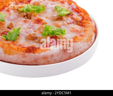 Mini pizzas au jambon et au fromage mozzarella Banque D'Images