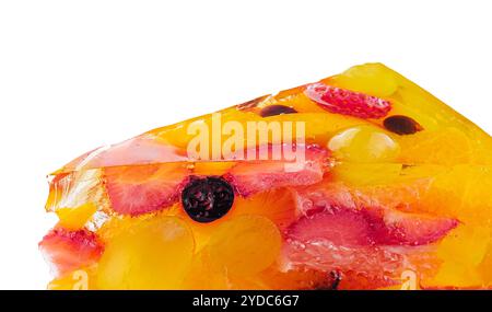 Gâteau de gelée avec des fruits sur une assiette blanche Banque D'Images