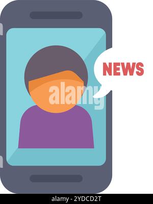 Un journaliste rapporte les dernières nouvelles à l'aide d'un smartphone Illustration de Vecteur