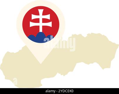 Pointant la slovaquie sur une carte, son drapeau national flottant dans le vent Illustration de Vecteur