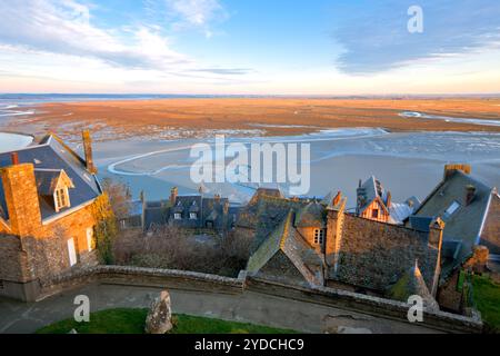 Vue depuis l'abbaye du Mont Saint-Michel Banque D'Images