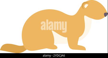 Illustration d'un mignon mustelid de l'hermine assis et regardant attentivement avec ses petits yeux noirs Illustration de Vecteur