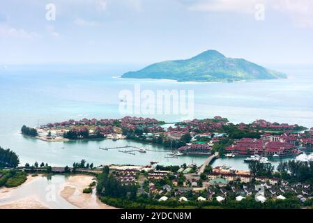 Vue aérienne d'Eden Island Mahé Seychelles Banque D'Images