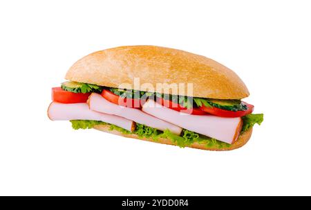 Sandwich délicieux isolé sur fond blanc Banque D'Images