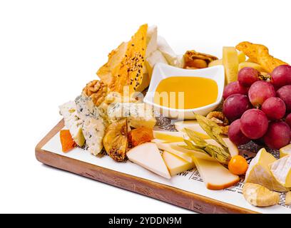 Différents types de fromage avec des fruits Banque D'Images