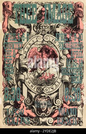 Grateful Dead, Yardbirds, Miami Beach, Floride - affiche de concert psychédélique et vintage des années 1960 - Thee image Nightclub, 1968 Banque D'Images