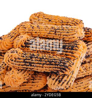 Biscuits friables avec des graines de pavot en gros plan Banque D'Images