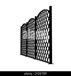 Clôture à silhouette. Barrière de ferme plate et mur de frontière. Modèle de clôture de planches de pays. Enclos de ranch. Elément de protection de jardin. Limites vectorielles Illustration de Vecteur