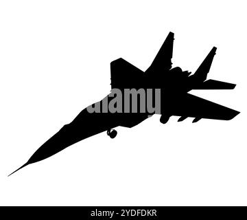 Illustration vectorielle de jet de chasse de silhouette, avion de guerre. Silhouette de l'avion multirôle isolé sur fond blanc Illustration de Vecteur