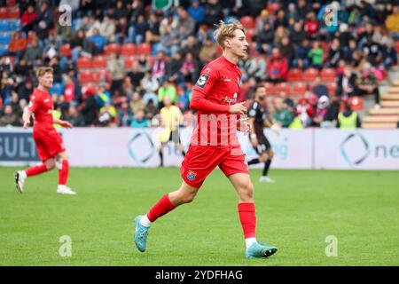 Unterhaching, Deutschland. 26 octobre 2024. Nils Ortel (SpVgg Unterhaching, 49), SpVgg Unterhaching v. FC Viktoria Koeln, Fussball, 3. Liga, 12. Spieltag, saison 2024/2025, 26.10.2024, LA RÉGLEMENTATION DFL INTERDIT TOUTE UTILISATION DE PHOTOGRAPHIES COMME SÉQUENCES D'IMAGES, Foto : Eibner-Pressefoto/Jenni Maul crédit : dpa/Alamy Live News Banque D'Images