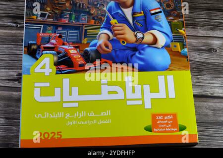 Le Caire, Egypte, 2 octobre 2024 : école primaire mathématiques El Adwaa livre de lumières, livres éducatifs utilisés par les écoliers égyptiens, apprentissage, enseignement Banque D'Images