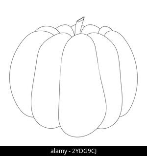 Simple contour noir et blanc d'une citrouille, parfait pour les pages à colorier sur le thème de l'automne et de l'automne et les activités saisonnières. Illustration de Vecteur