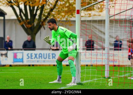 Bahlingen, Deutschland. 26 octobre 2024. Torh?ter Franz Langhoff (KSV Hessen Kassel 39) beim Mauerstellen Regionalliga S?dwest, Bahlinger SC v. KSV Hessen Kassel, 26.10.2024 crédit : dpa/Alamy Live News Banque D'Images