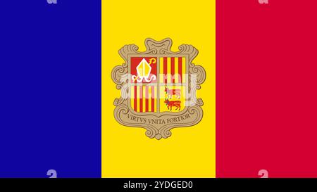 Drapeau d'Andorre, format 16:9, drapeau d'Andorre, images vectorielles Illustration de Vecteur