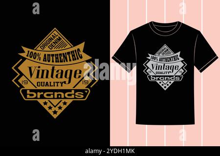 Original Vintage Retro Brand Logotype Vector T-shirt Design pour vêtements de qualité et usage commercial Illustration de Vecteur