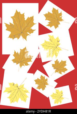 Feuilles d'érable d'automne sur le sol dans la forêt, vue de dessus Banque D'Images