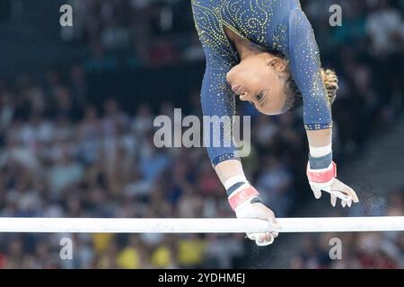 Paris, France. 30 juillet 2024. Flavia Saraiva du Brésil se produit lors de la finale de l'équipe de gymnastique artistique féminine aux Jeux Olympiques de Paris 2024 à Paris, France. Daniel Lea/CSM/Alamy Live News Banque D'Images