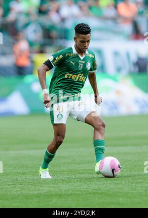 Sao Paulo, Brésil. 26 octobre 2024. Football Football - Championnat brésilien - Palmeiras v Fortaleza - Allianz Parque Stadium. Estêvão de Palmeiras pendant le match Credit : Vilmar Bannach/Alamy Live News Banque D'Images