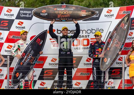 26 octobre 2024, Gold Coast, Queensland, Australie : célébration du podium pour la course 1 du Championnat Supercars samedi au Boost Mobile Gold Coast 500. (Crédit image : © James Forrester/ZUMA Press Wire) USAGE ÉDITORIAL SEULEMENT! Non destiné à UN USAGE commercial ! Banque D'Images