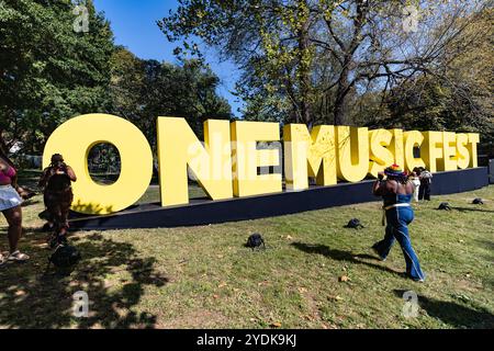 Atlanta, États-Unis. 26 octobre 2024. Coup d'envoi officiel du One Musicfest qui s'est tenu à Central Park à Atlanta, en Géorgie, le 26 octobre 2024. (Photo de Jay Wiggins/Sipa USA) crédit : Sipa USA/Alamy Live News Banque D'Images