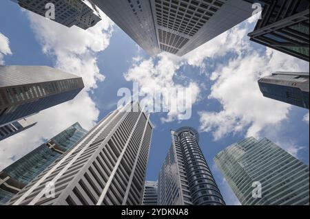 20.08.2016, Singapour, République de Singapour, Asie, vue des gratte-ciel de Singapour dans le quartier des affaires autour de Raffles place, Asie Banque D'Images