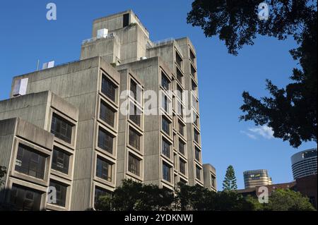 22.09.2019, Sydney, Nouvelle-Galles du Sud, Australie, vue du bâtiment Sirius, un projet de logements sociaux des années 1970 dans le quartier Rocks. Le concre Banque D'Images