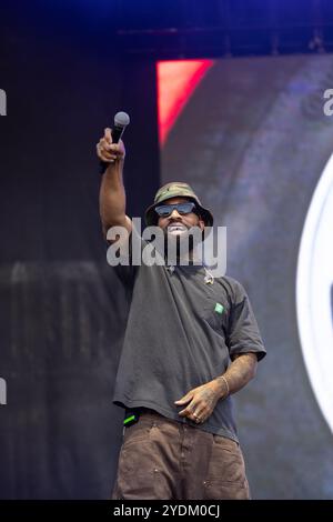 Atlanta, États-Unis. 26 octobre 2024. Larry June se produit lors du One Musicfest organisé à Central Park à Atlanta, en Géorgie, le 26 octobre 2024. (Photo de Jay Wiggins/Sipa USA) crédit : Sipa USA/Alamy Live News Banque D'Images