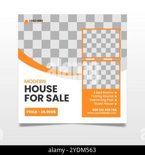 Modern Real Estate social Media Post Design Template vecteur gratuit Illustration de Vecteur