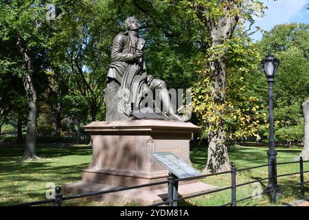 Robert Burns Bronze sculpture à Central Park New York USA Banque D'Images