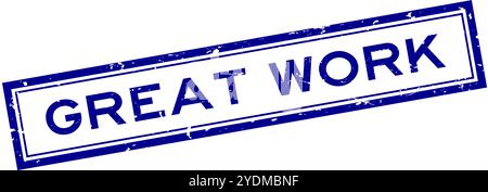 Grunge bleu grand travail mot carré tampon de joint en caoutchouc sur fond blanc Illustration de Vecteur