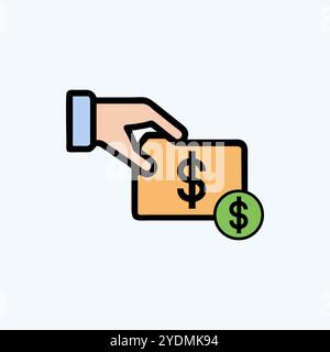 Main tenant l'icône Dollar pour le financement Illustration de Vecteur