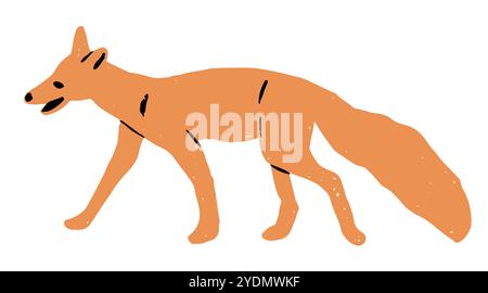 Cartoon Fox. Mignon renard se faufilant pendant la chasse. Renard de personnage de vecteur, icône de renard de prédateur ou animaux sauvages de forêt mammifères. Icône d'animal vectoriel. Animal i Illustration de Vecteur
