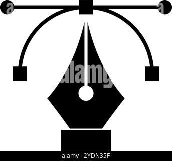 Icône de silhouette courbe de Bézier de l'outil Plume. Vecteur modifiable. Illustration de Vecteur