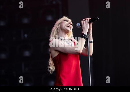 Reggio Emilia, Italie. 27 mars 2024. Taylor Momsen de The Pretty Reckless se produit au RCF Arena Campovolo à Reggio Emilia, Italie, le 25 mai 2024. (Photo de Roberto Finizio/NurPhoto) crédit : NurPhoto SRL/Alamy Live News Banque D'Images