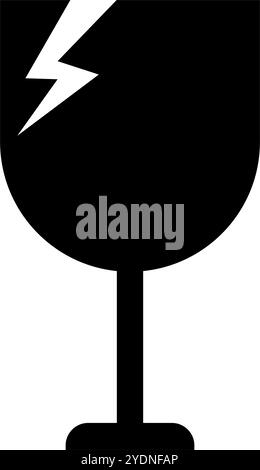 Icône de silhouette de verre brisé d'objet fragile attention. Vecteur modifiable. Illustration de Vecteur