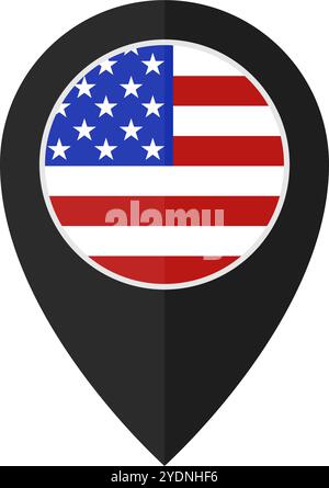 Icône d'épingle de la carte du drapeau des États-Unis. Vecteur modifiable. Illustration de Vecteur