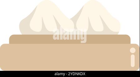 Deux délicieux petits pains bao sont cuits à la vapeur sur un plateau en bois, prêts à être servis Illustration de Vecteur