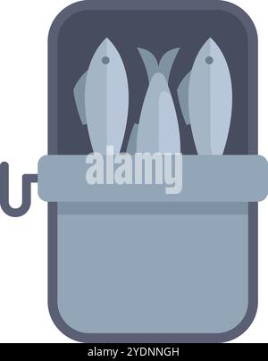 Boîte ouverte pleine de délicieuses sardines pour la conservation du poisson, isolée sur fond blanc Illustration de Vecteur