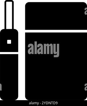 Icône de silhouette de cigarette électronique et d'étui à cigarette électronique. Vecteur modifiable. Illustration de Vecteur