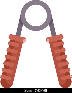 Exerciseur de poignée avec anneau en métal et poignées rouges, conçu pour renforcer l'adhérence et améliorer la forme physique des mains Illustration de Vecteur