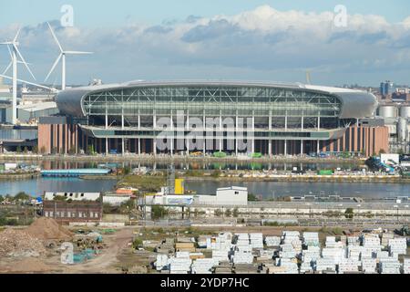 Bramley Moore Everton FC nouveau stade de football, Liverpool docks, Liverpool, Merseyside, Royaume-Uni Banque D'Images