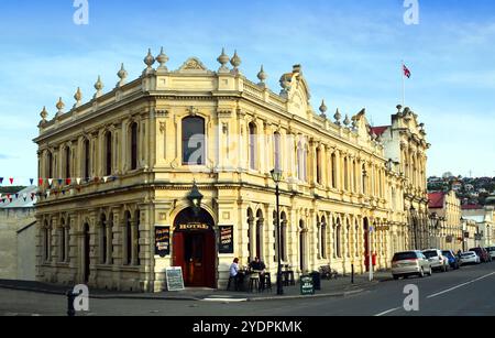 Oamaru, Nouvelle-Zélande - 29 septembre 2018 : bâtiment de l'hôtel Criterion restauré dans le quartier historique d'Oamaru, North Otago, Nouvelle-Zélande. Banque D'Images