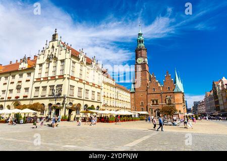 Old Town Market Square et Wroclaw Old Town Hall, Wroclaw, Pologne Banque D'Images