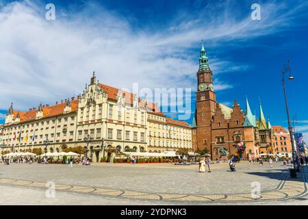 Old Town Market Square et Wroclaw Old Town Hall, Wroclaw, Pologne Banque D'Images