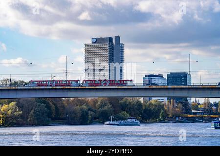 Die Konrad-Adenauer-Brücke, Südbrücke, Autobahnbrücke A562 und 2 Stadtbahnlinien, Straßenbahn,un-Campus Bonn, NRW, Deutschland Konrad-Adenauer-Brücke *** Pont Konrad Adenauer, Pont Sud, pont autoroutier A562 et 2 lignes de tramway, Campus un Bonn, NRW, Allemagne Pont Konrad Adenauer Banque D'Images
