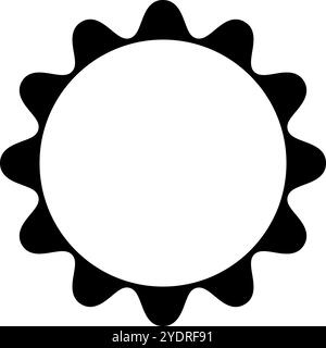 Cadre rond avec bordures festonnées. Balise vide, étiquette, autocollant ou modèle de boîte avec des bords ondulés isolés sur fond blanc. Illustration graphique vectorielle. Illustration de Vecteur