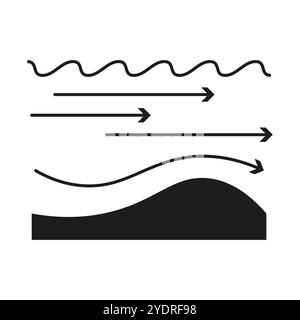 Icône de flux de vent. Flèches de déplacement de l'air. Conception vectorielle atmosphérique. Symbole de modèle météo. Illustration de Vecteur