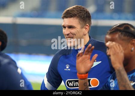 Saint-Pétersbourg, Russie. 27 octobre 2024. Aleksandr Sobolev (7 ans) de Zenit vu en action lors du match de premier League russe entre Zenit Saint-Pétersbourg et Lokomotiv Moscou à Gazprom Arena. Score final ; Zenit 1:1 Lokomotiv. (Photo de Maksim Konstantinov/SOPA images/SIPA USA) crédit : SIPA USA/Alamy Live News Banque D'Images