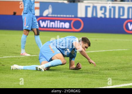 Saint-Pétersbourg, Russie. 27 octobre 2024. Aleksandr Sobolev (7 ans) de Zenit vu en action lors du match de premier League russe entre Zenit Saint-Pétersbourg et Lokomotiv Moscou à Gazprom Arena. Score final ; Zenit 1:1 Lokomotiv. (Photo de Maksim Konstantinov/SOPA images/SIPA USA) crédit : SIPA USA/Alamy Live News Banque D'Images