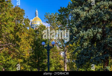 Colorado State Capitol Building Dome avec arbres d'automne à Denver, Colorado Banque D'Images